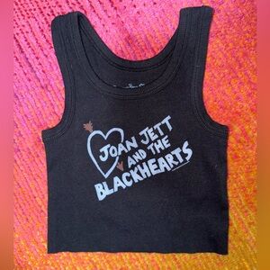 Rowdy Sprout Black Joan Jett Kids crop Tank Top